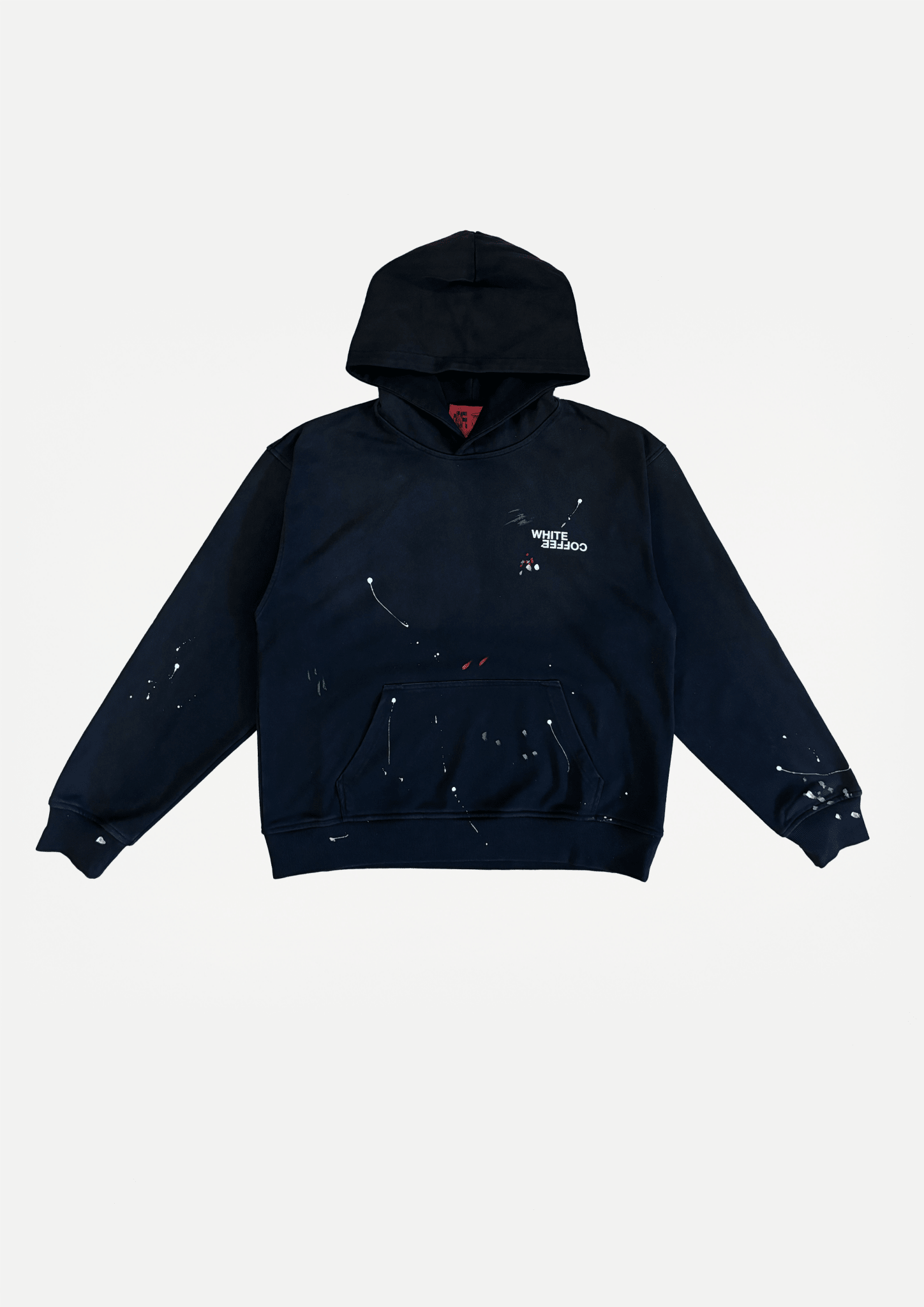 Paint splatter hoodie (Washed Black) – White Coffee