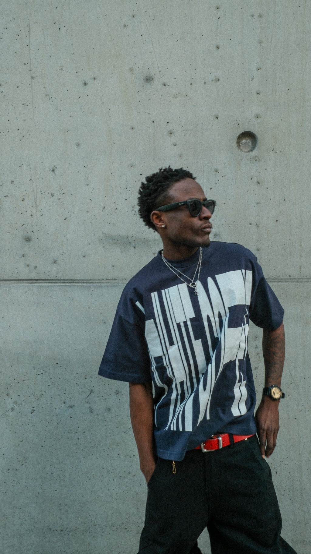 Front stretch T-Shirt (Navy/White)