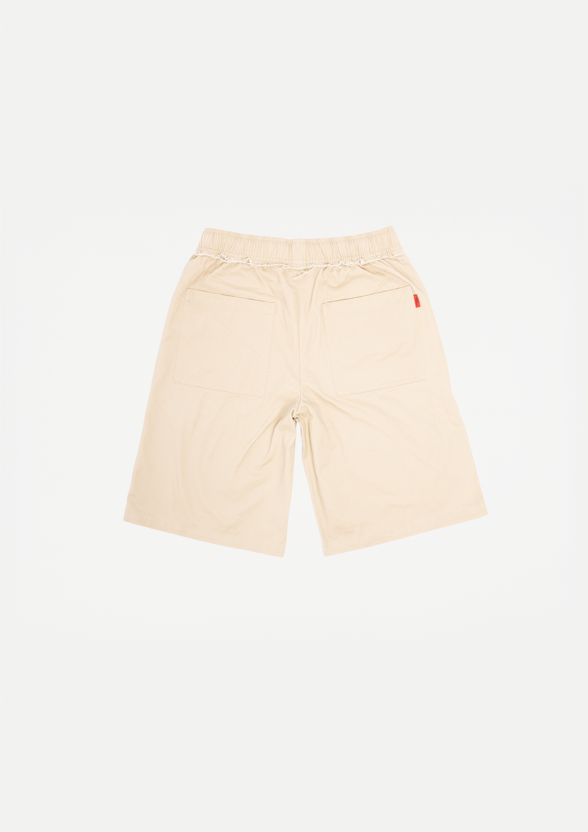 Raw edge canvas shorts (Beige)