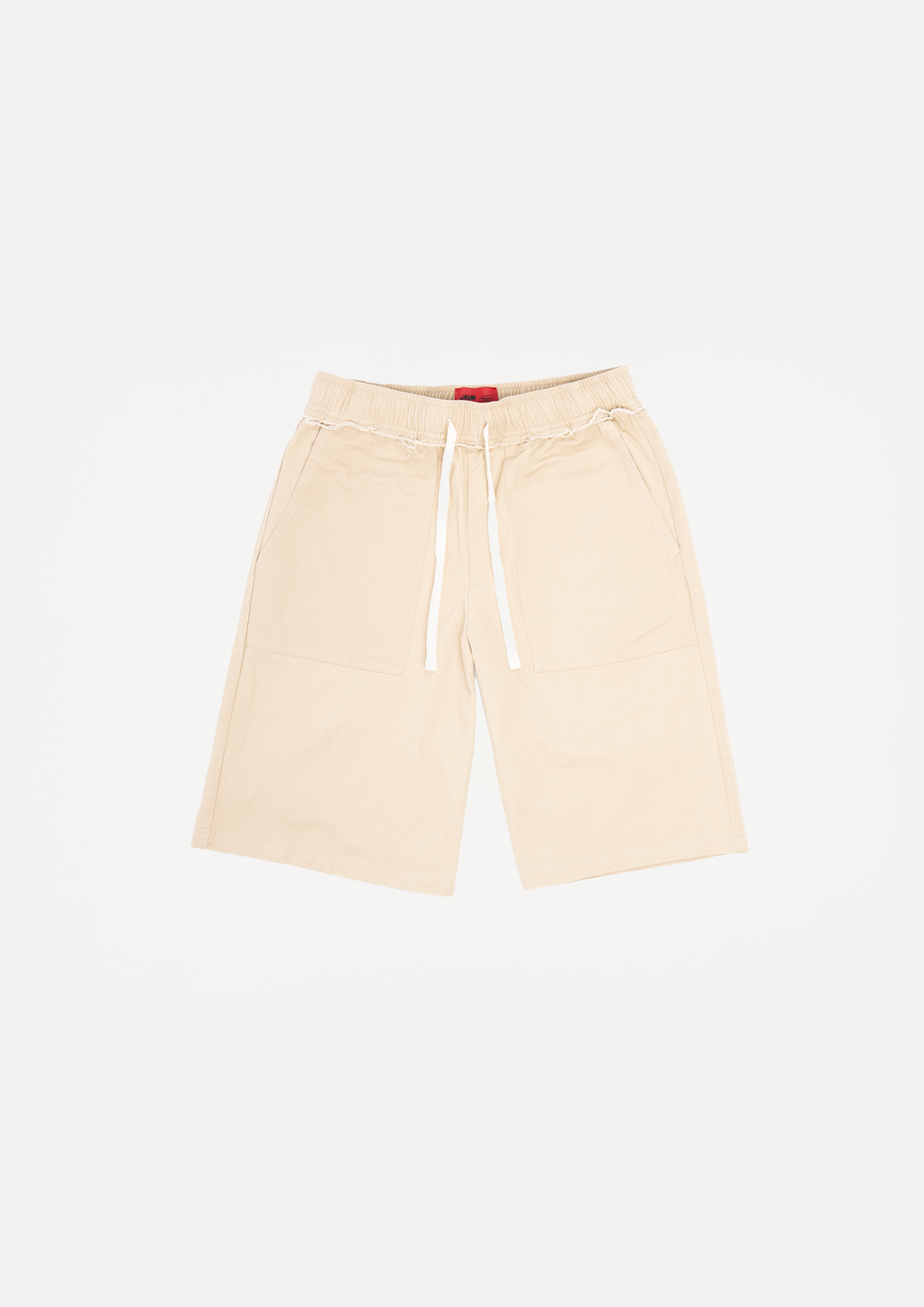 Raw edge canvas shorts (Beige)