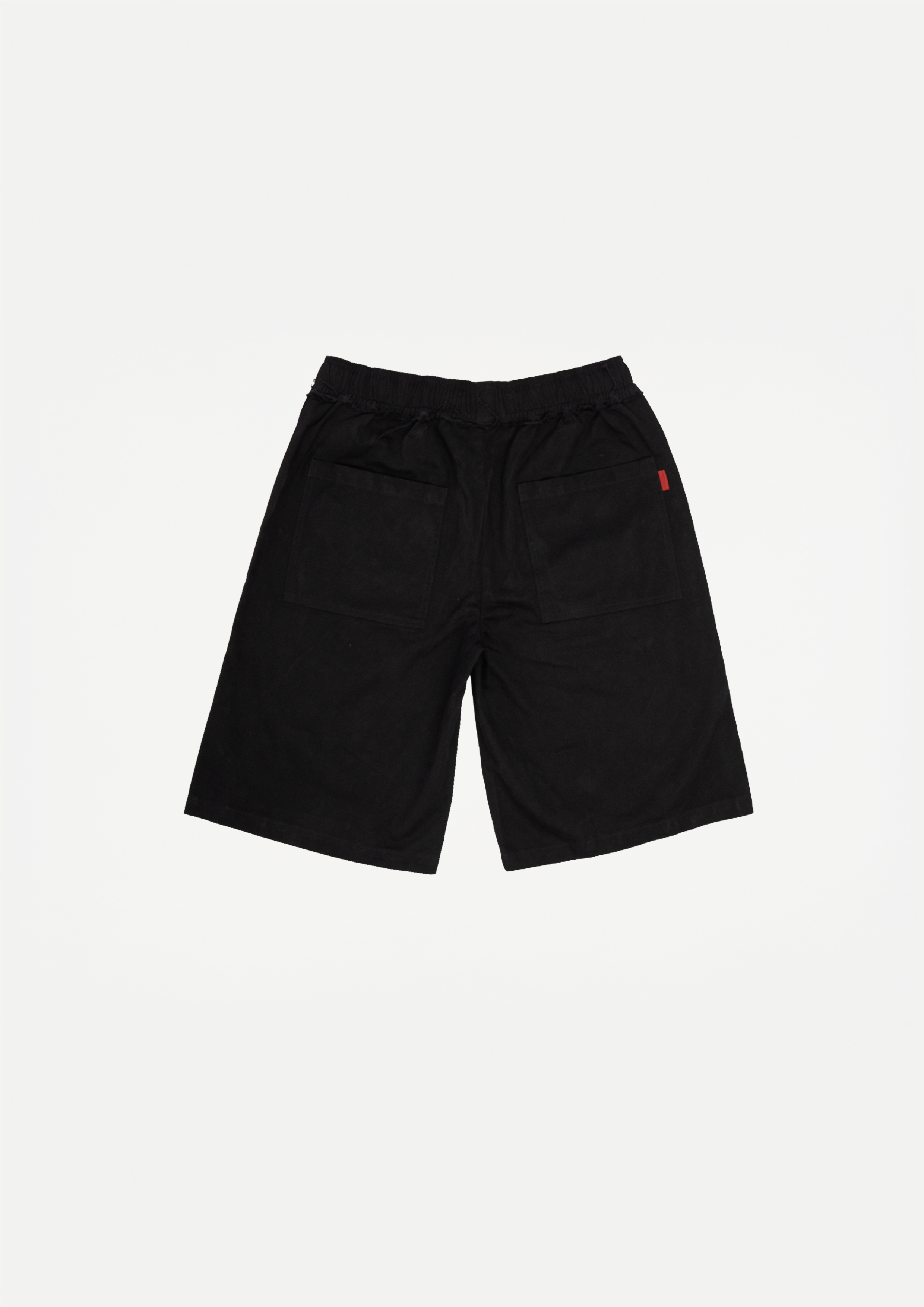 Raw edge canvas shorts (Black)