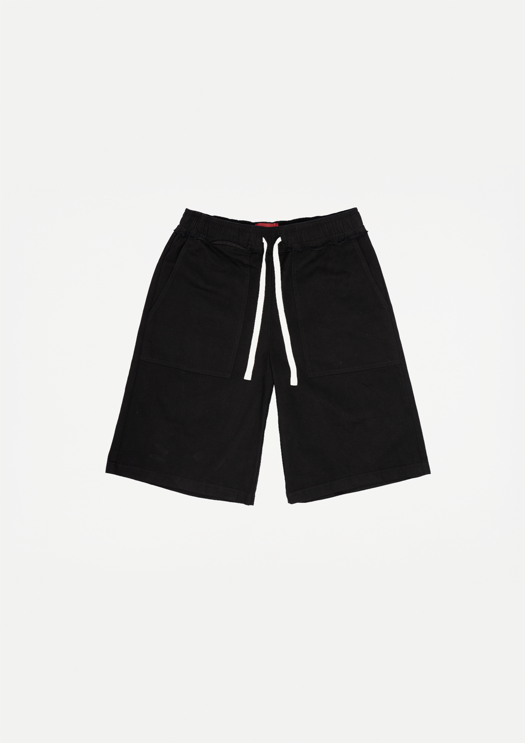 Raw edge canvas shorts (Black)