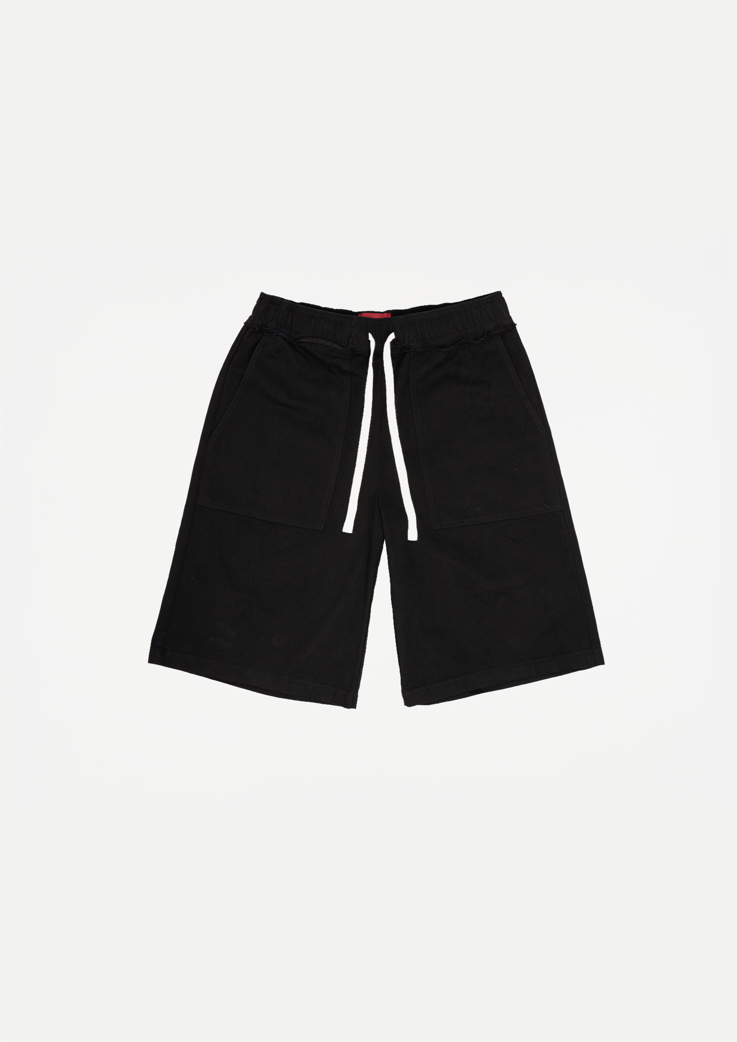 Raw edge canvas shorts (Black)