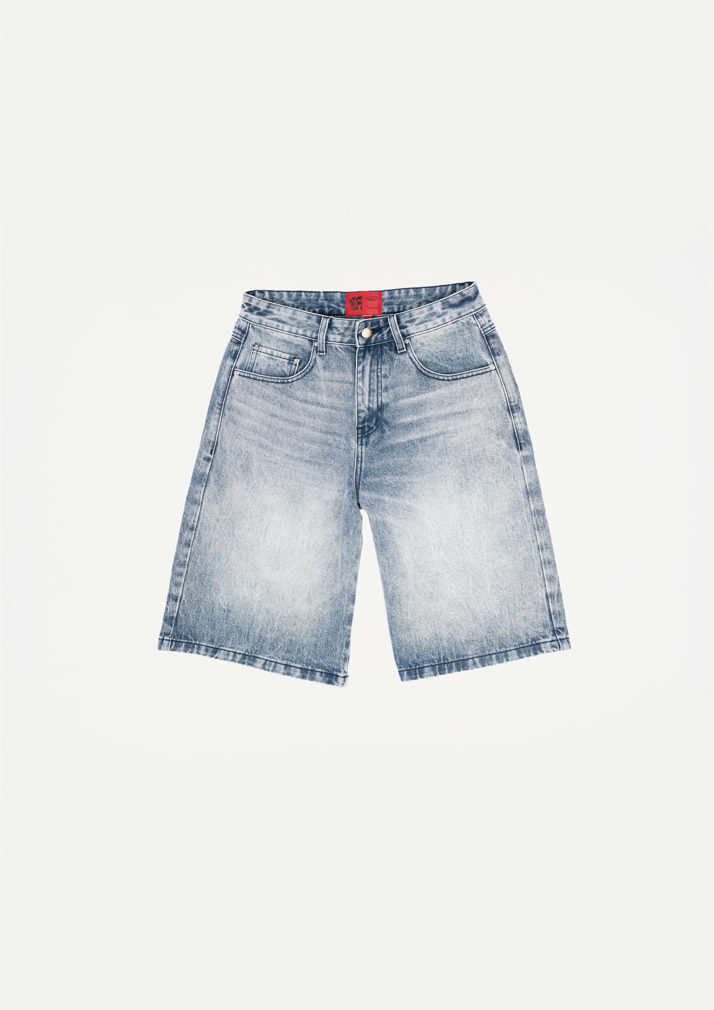 Wide denim shorts (Blue heavy used wash)