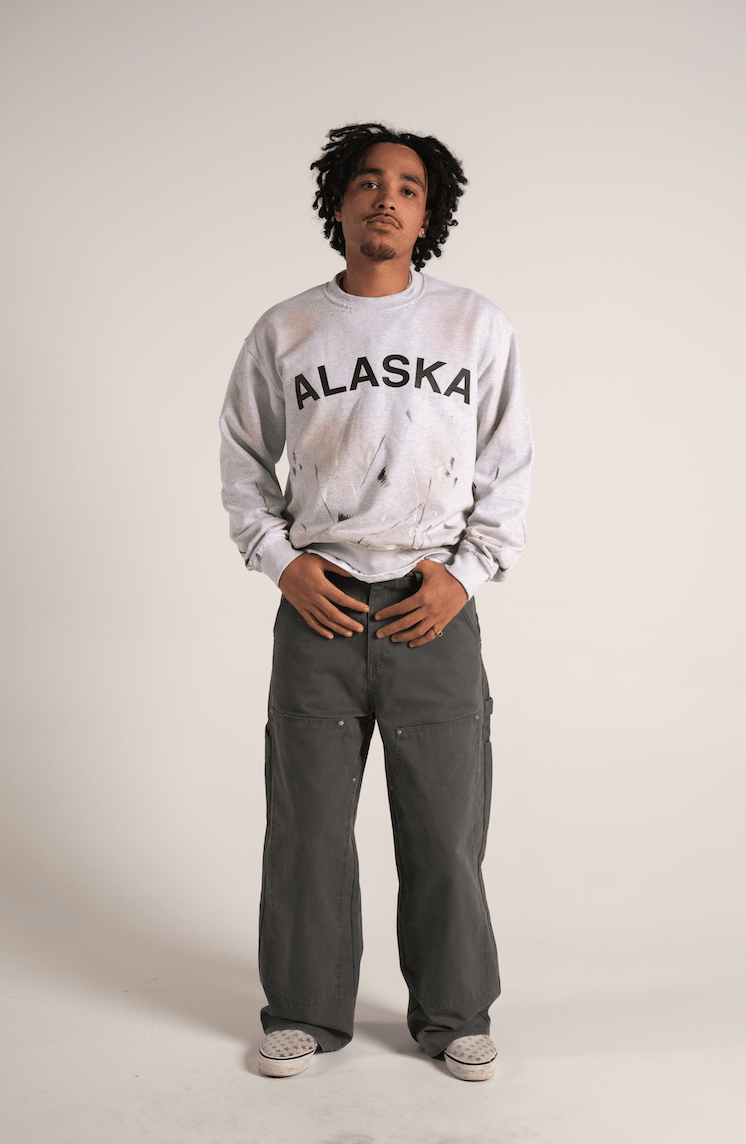 Alaska crewneck (Grey melange) - WHITE COFFEE