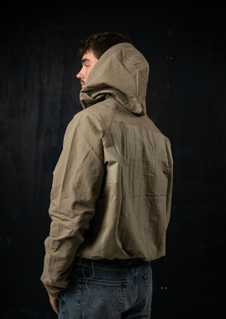 Back stretch windbreaker (Army) - WHITE COFFEE