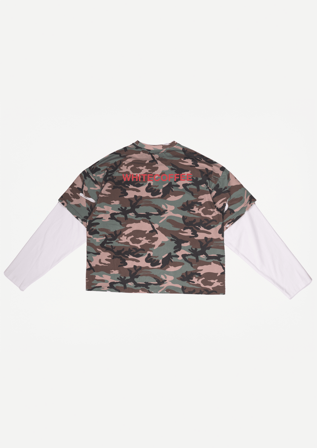 Cropped hybrid longsleeve t-shirt (Camo) - White Coffee
