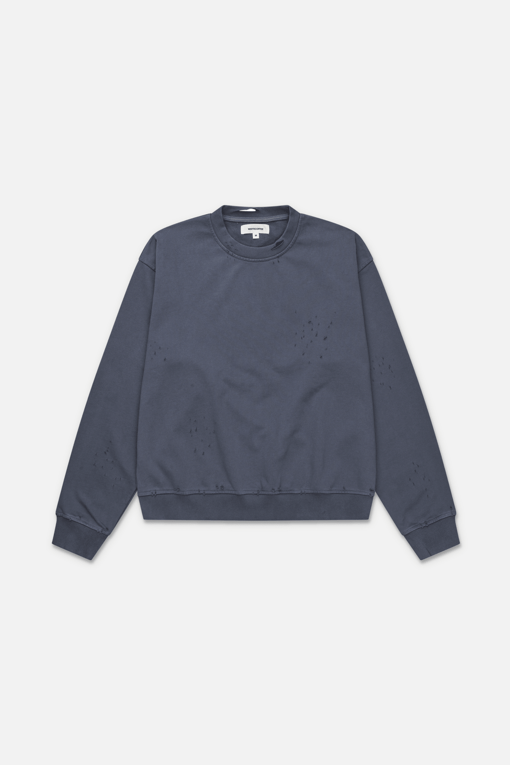 Distressed survival crewneck (Dusty blue) - WHITE COFFEE