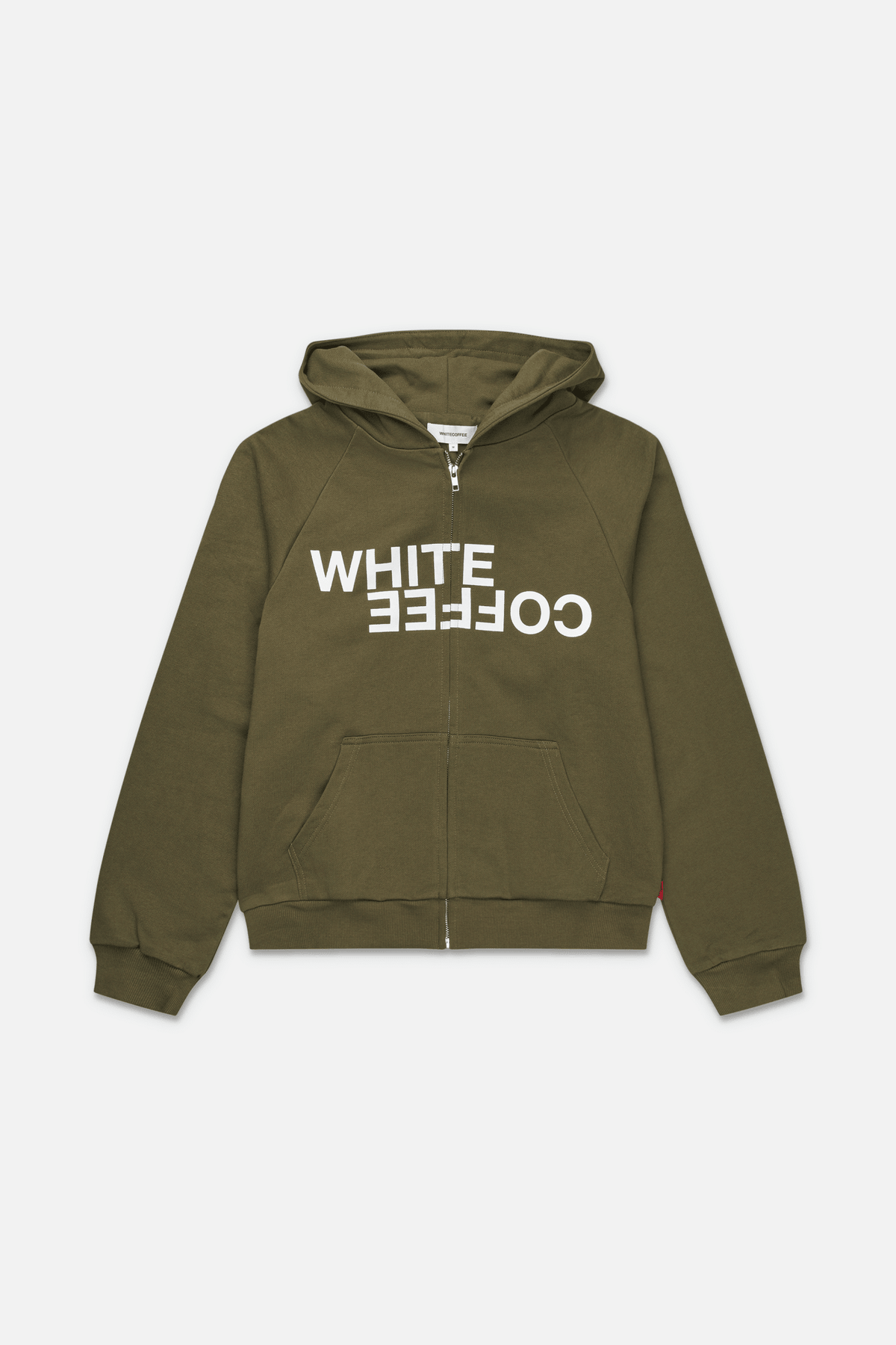 Double layer zip hoodie (Army) - WHITE COFFEE