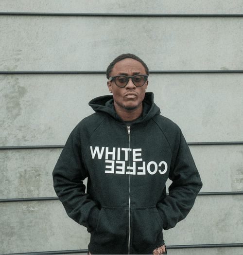 Double layer zip hoodie (Black) - White Coffee