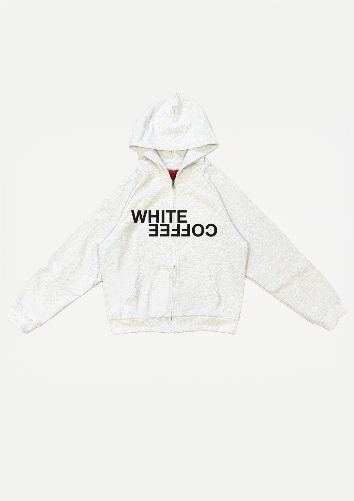 Double layer zip hoodie (Grey melange) – WHITE COFFEE