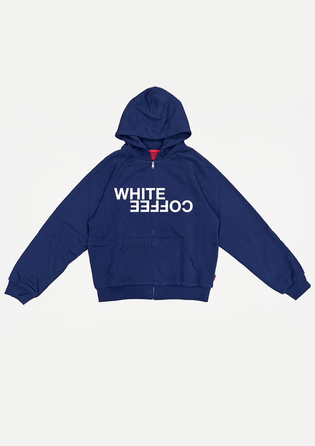 Double layer zip hoodie (Navy) - White Coffee