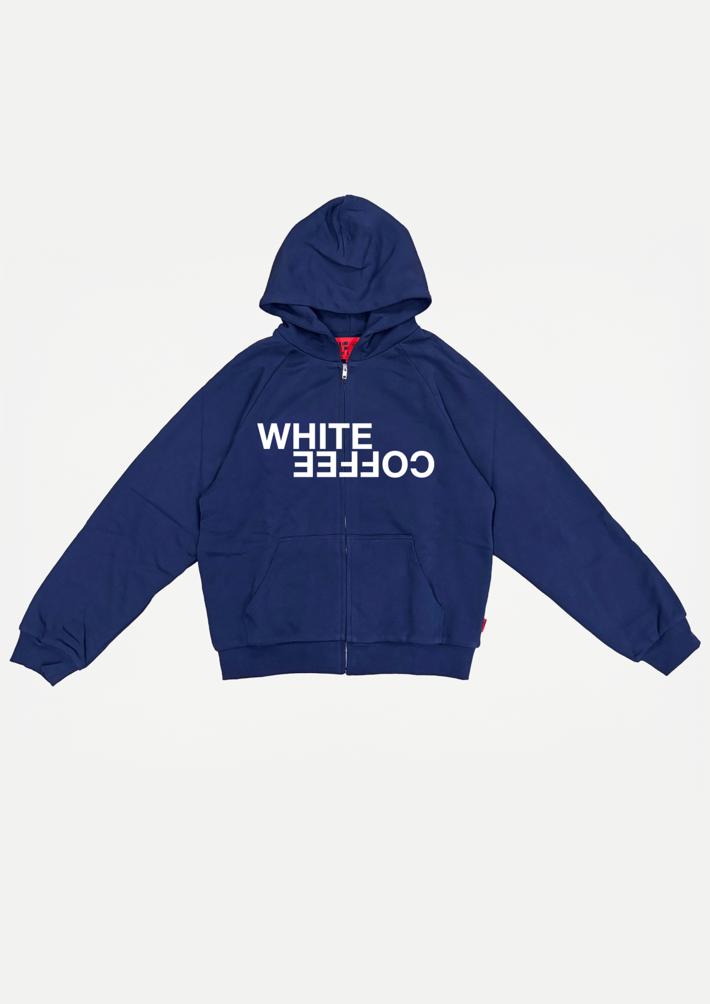 Double layer zip hoodie (Navy) - White Coffee
