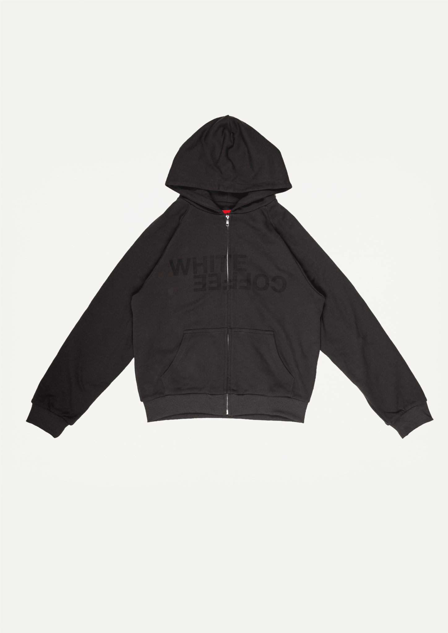 Double layer zip hoodie (Slate Grey) - White Coffee