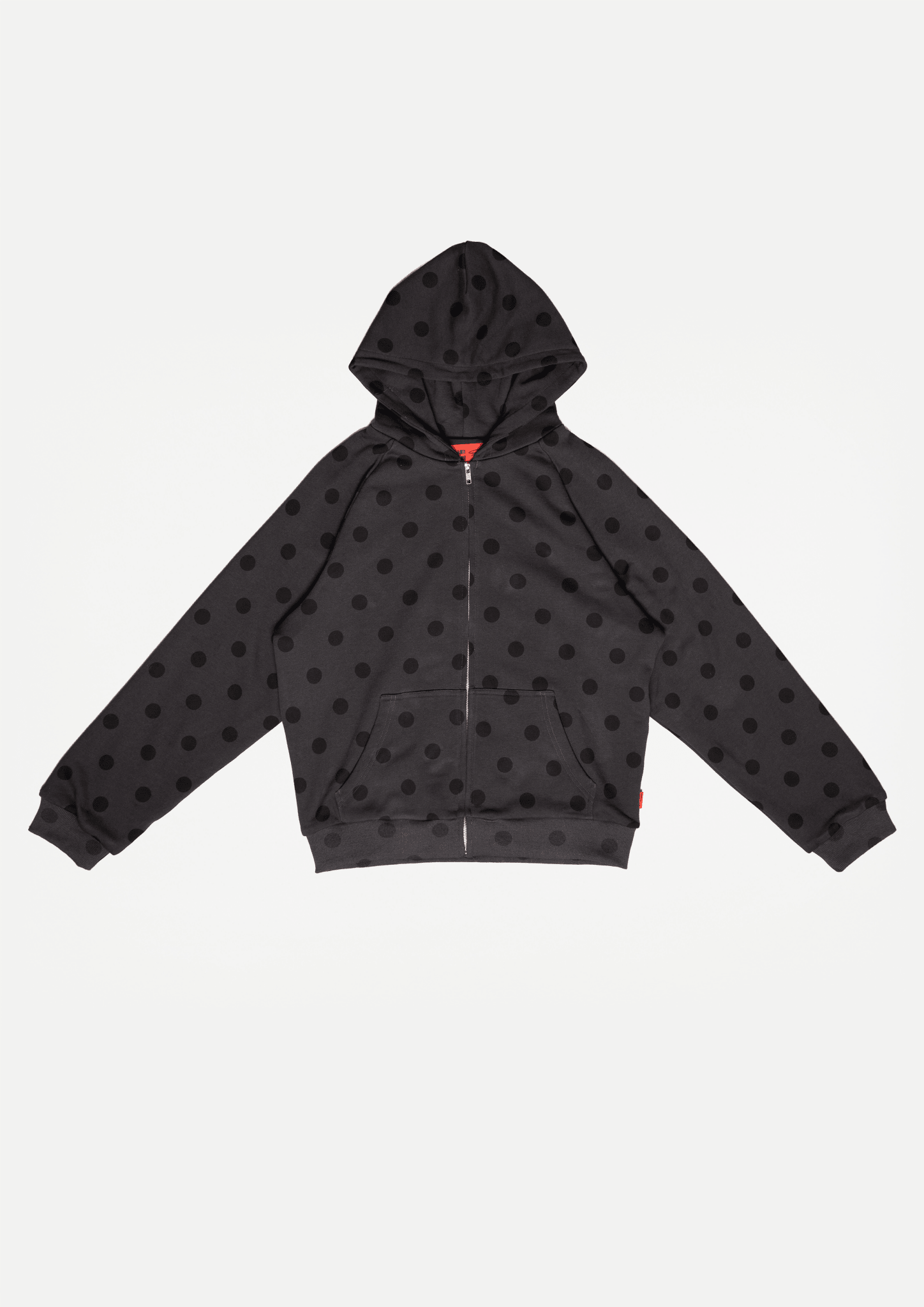 Double layer zip hoodie (Slate grey/Polka) - White Coffee