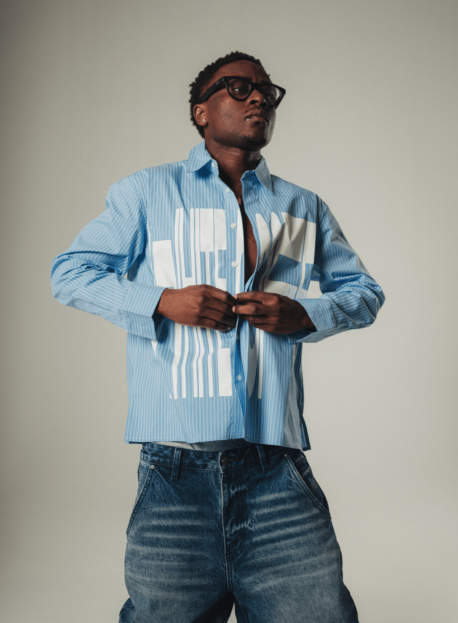 Front Stretch Pinstripe Shirt - White Coffee