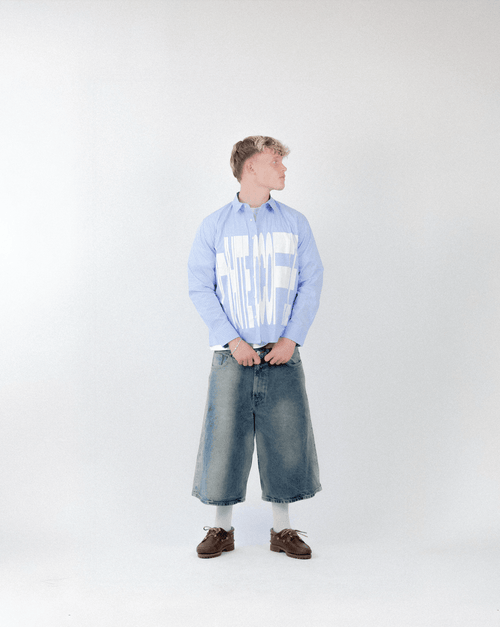 Front Stretch Pinstripe Shirt - White Coffee