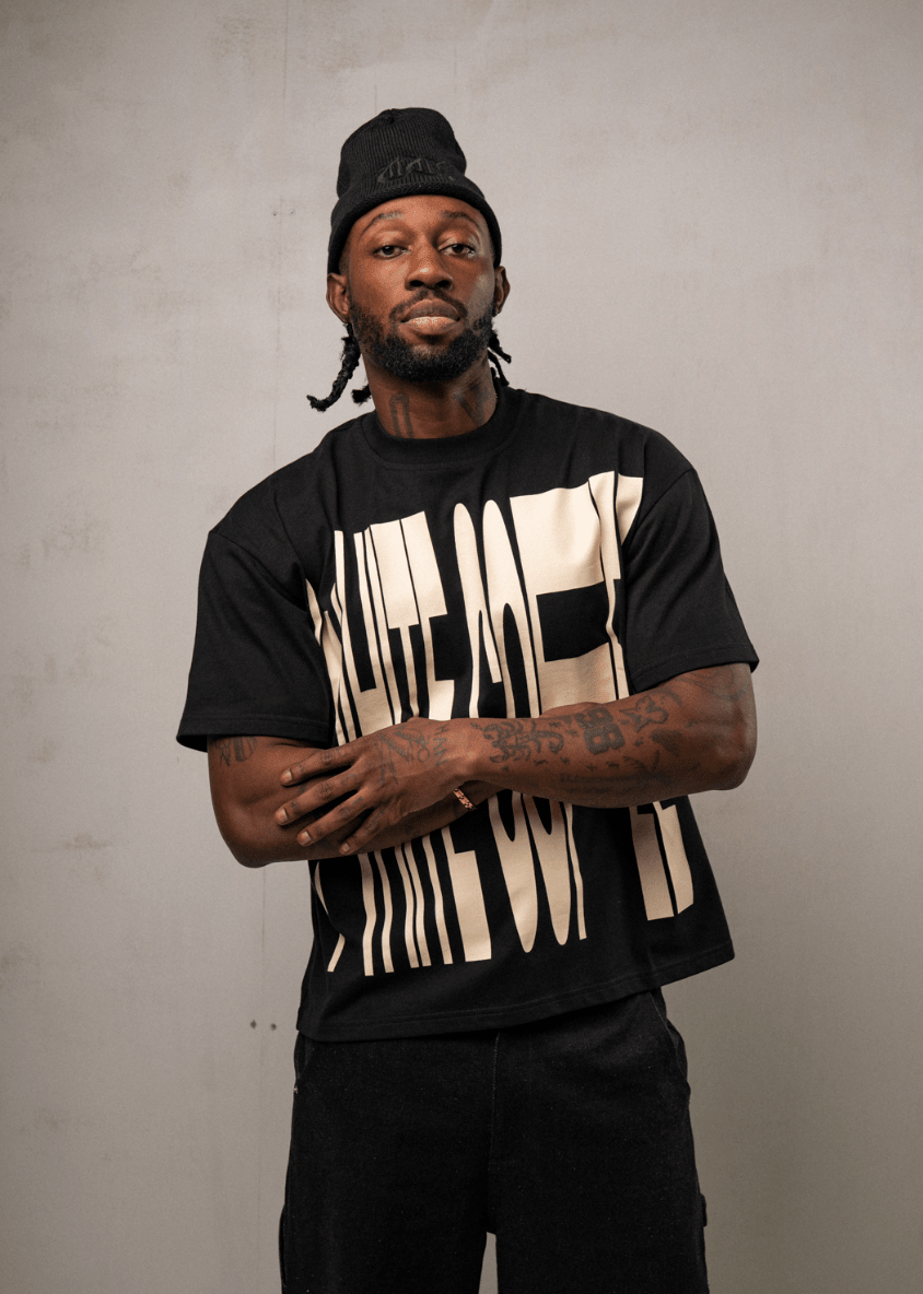 Front stretch T-Shirt (Black/Ecru) - WHITE COFFEE