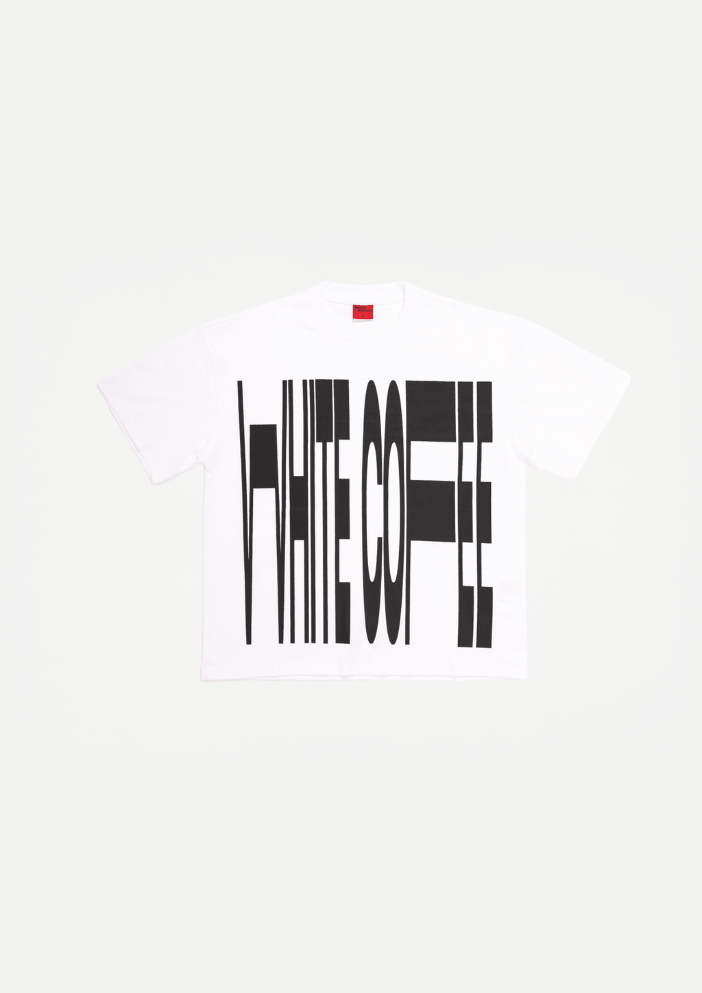 Stretch T-shirt, white with large black barcode-style front print