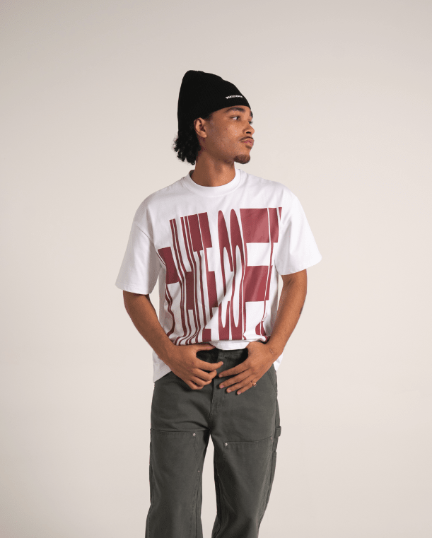 Front stretch T-Shirt (White/Bordeaux) - WHITE COFFEE