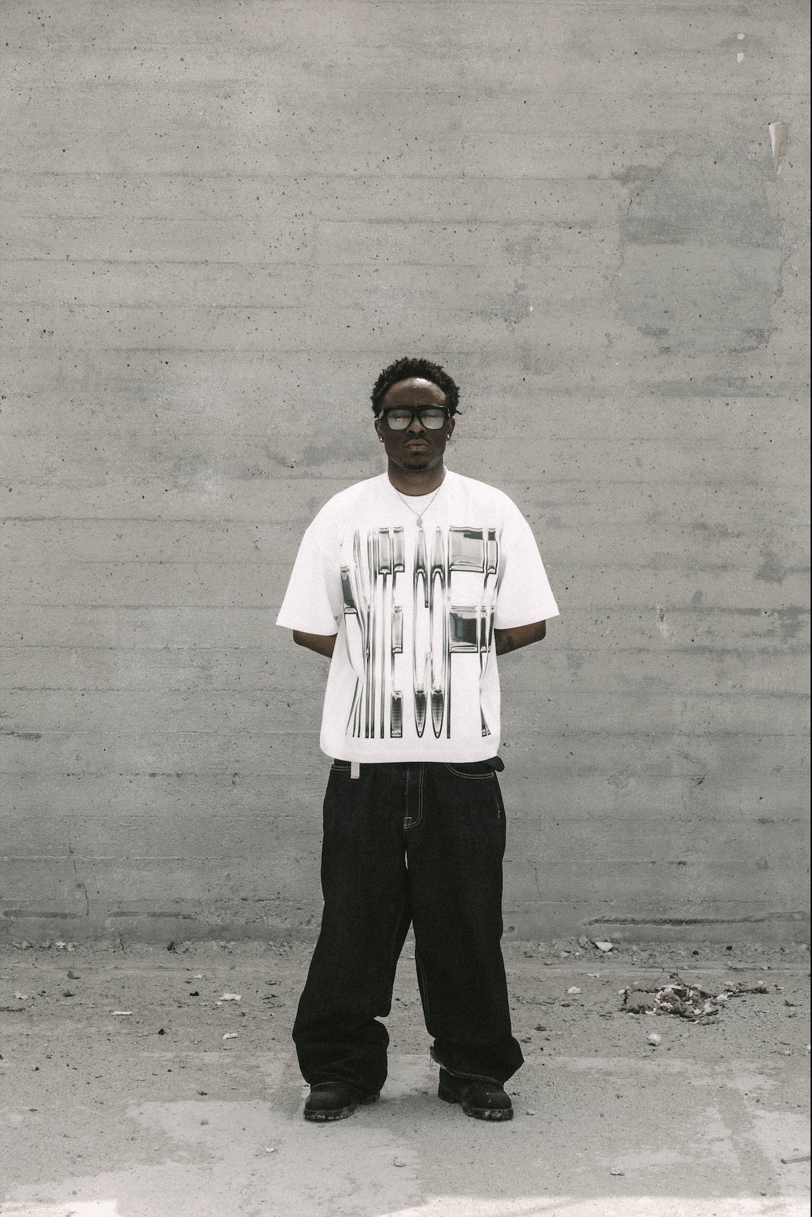 Front stretch T-Shirt (White/Chrome) - White Coffee