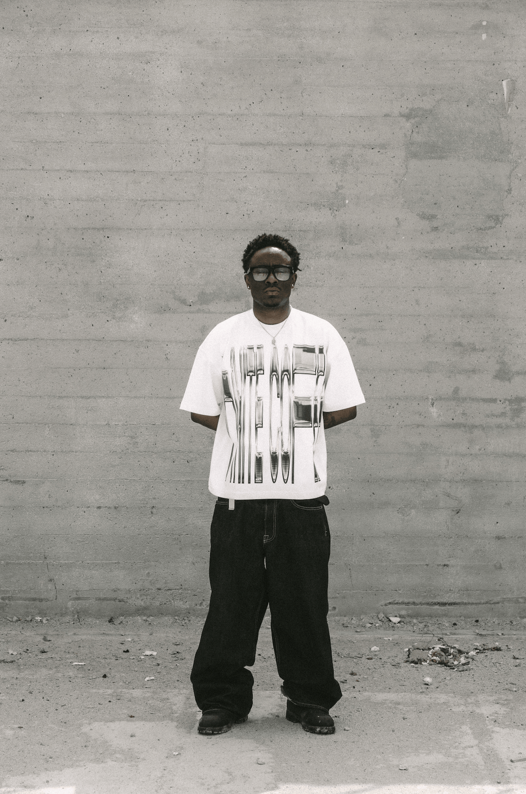 Front stretch T-Shirt (White/Chrome) - White Coffee