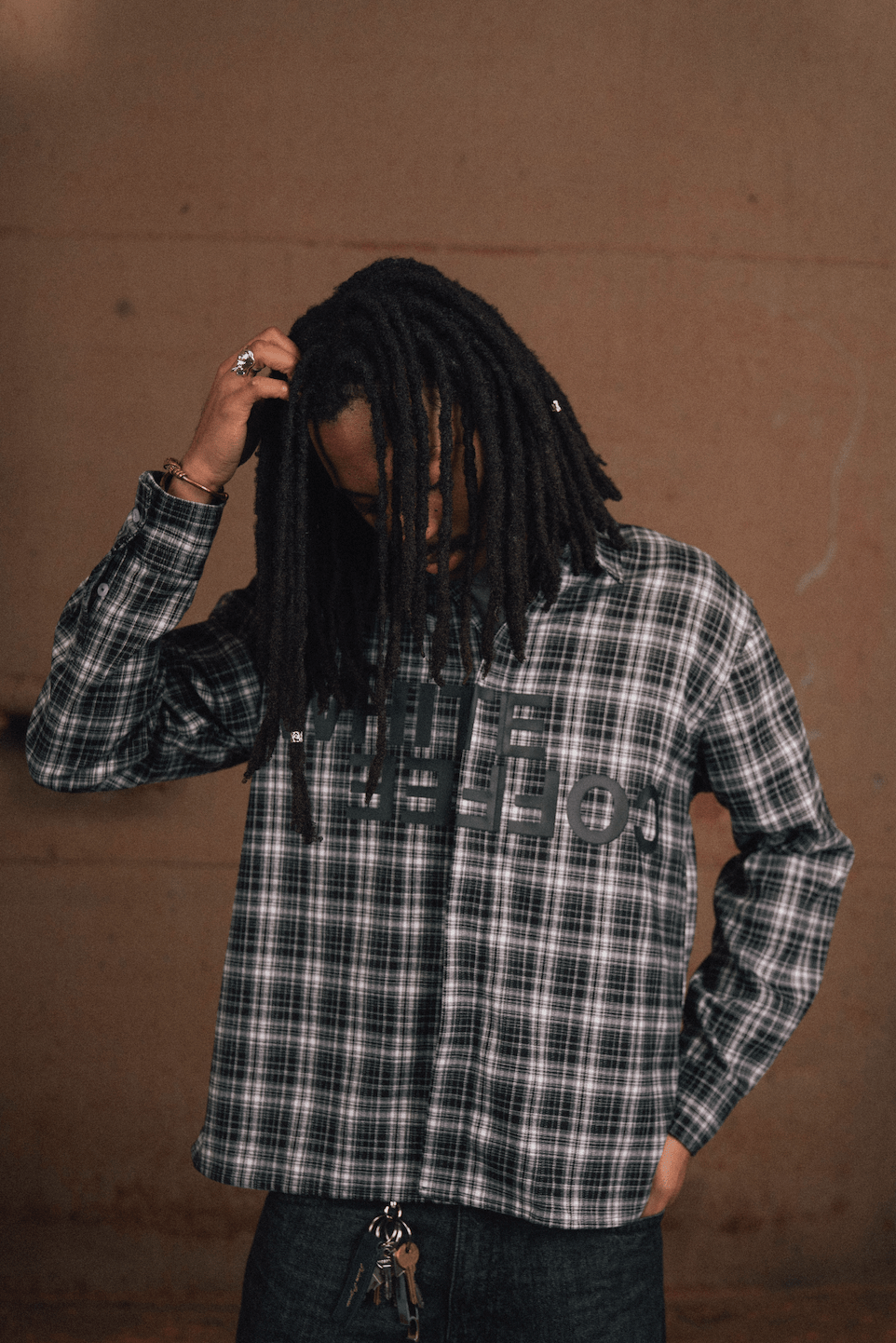Logo Flannel Shirt (Black) - White Coffee