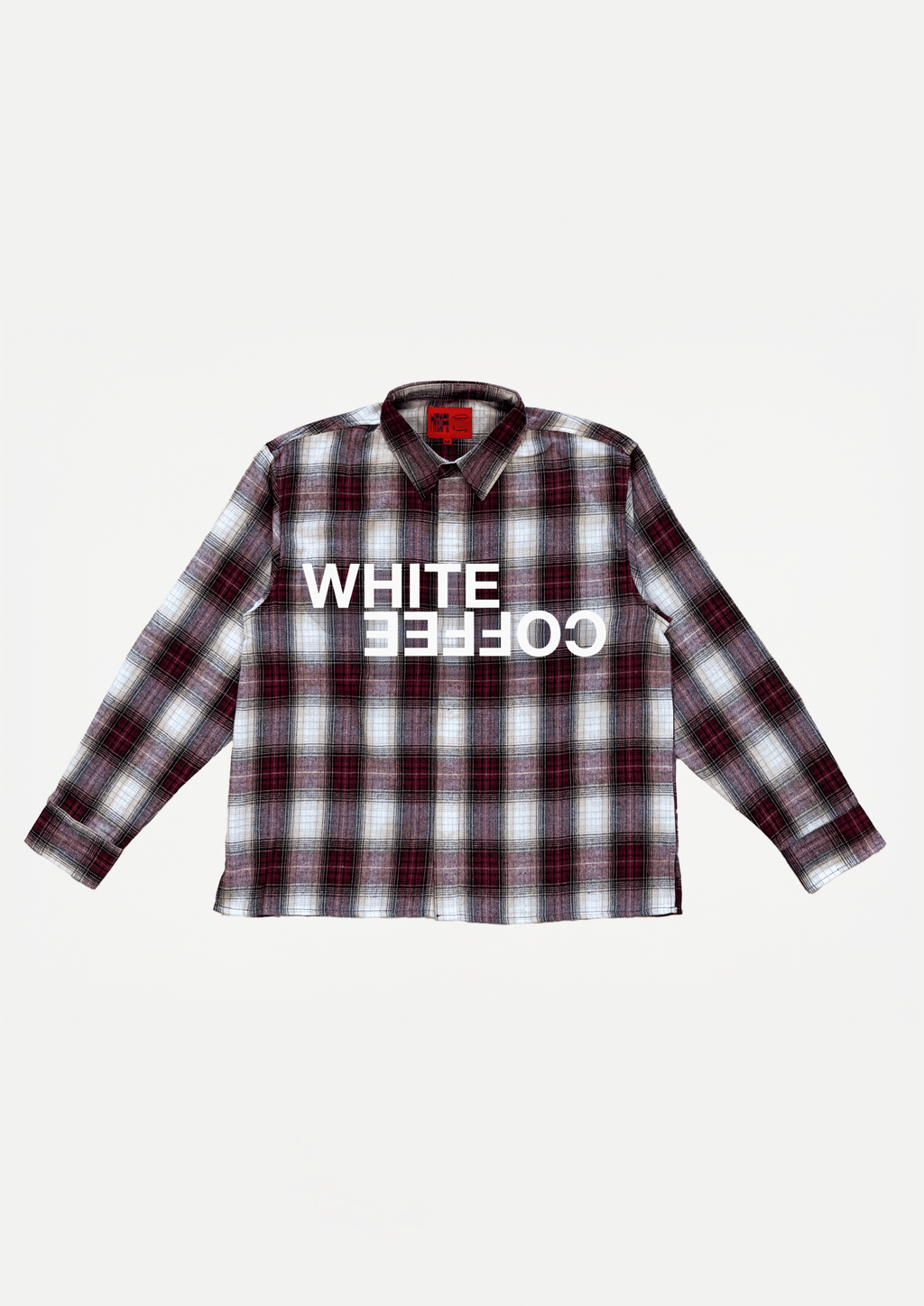 Logo Flannel Shirt (Bordeaux) - White Coffee
