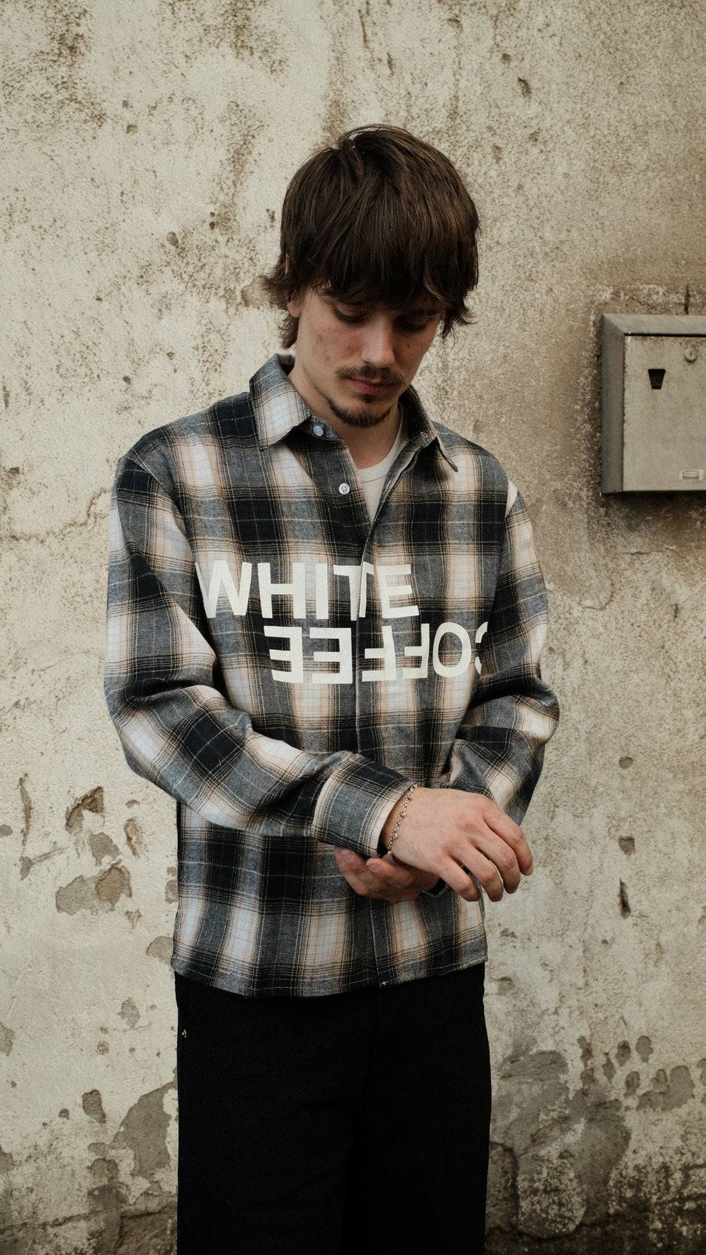 Logo Flannel Shirt (Navy) - White Coffee