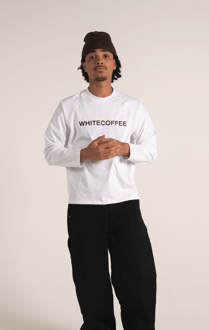 Longsleeve raglan t-Shirt (White) - WHITE COFFEE