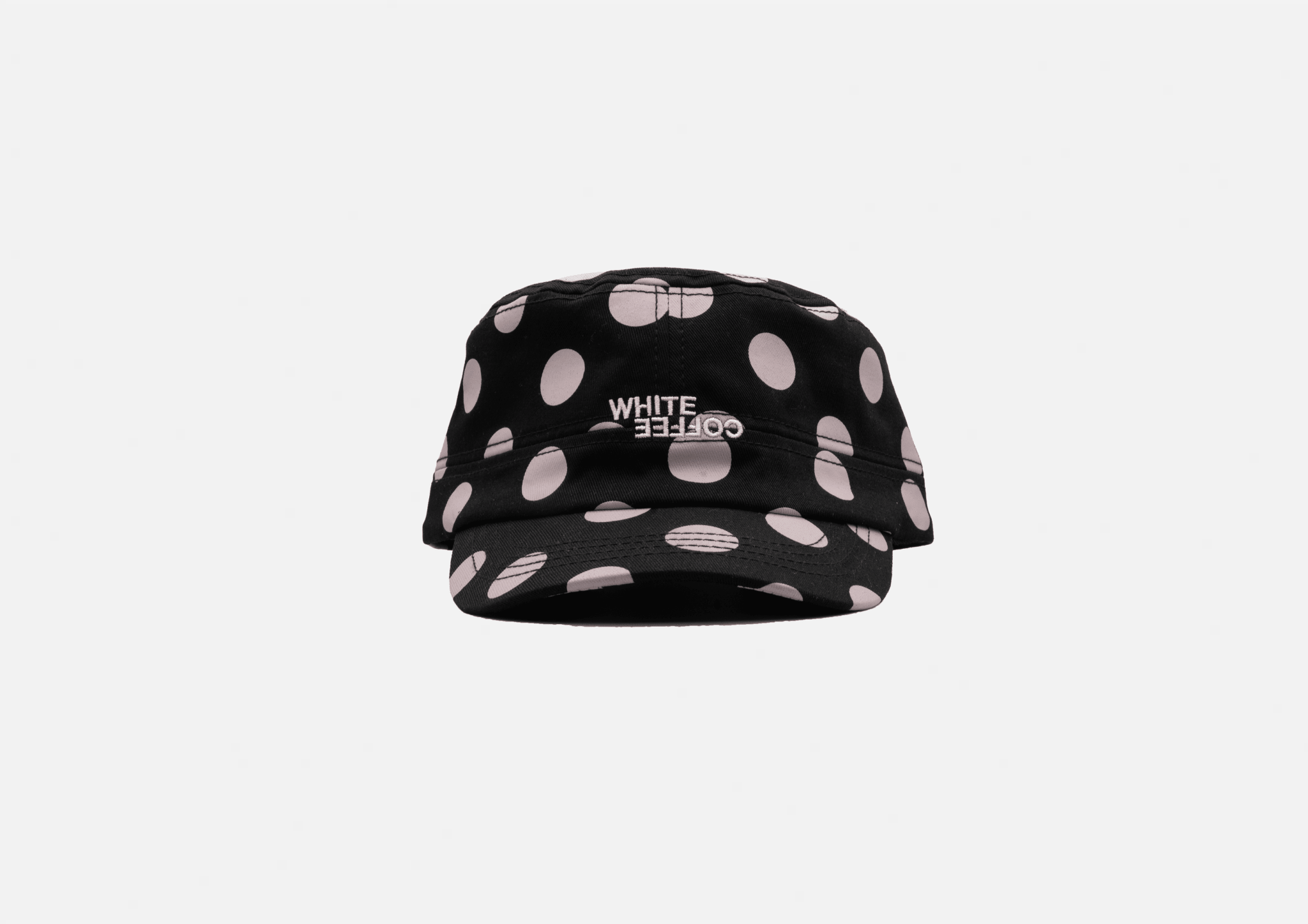 Military Logo Cap (Black/Polka) - White Coffee