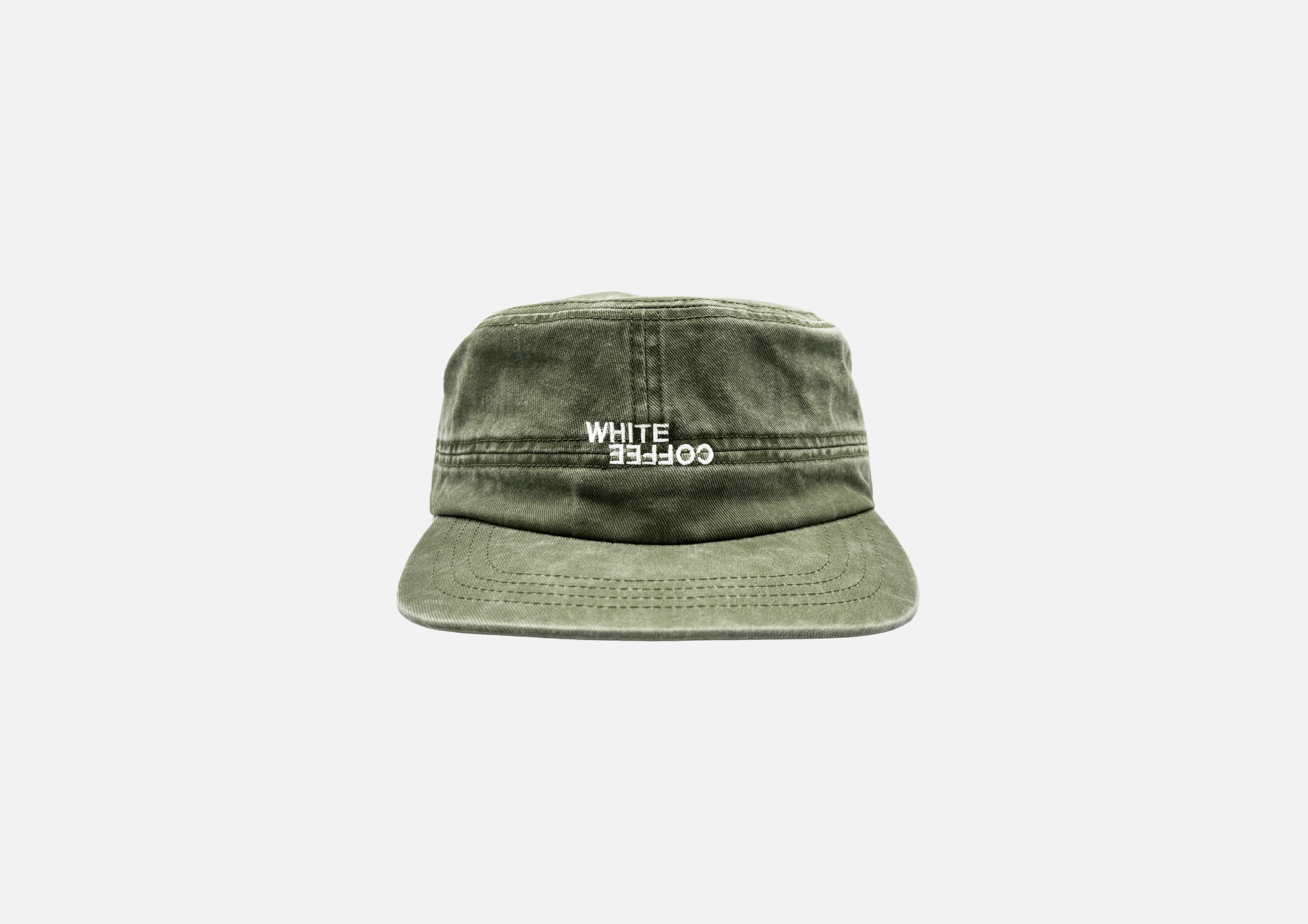 Military Logo Cap (Green) - White Coffee