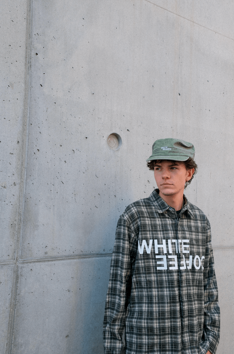 Military Logo Cap (Green) - White Coffee