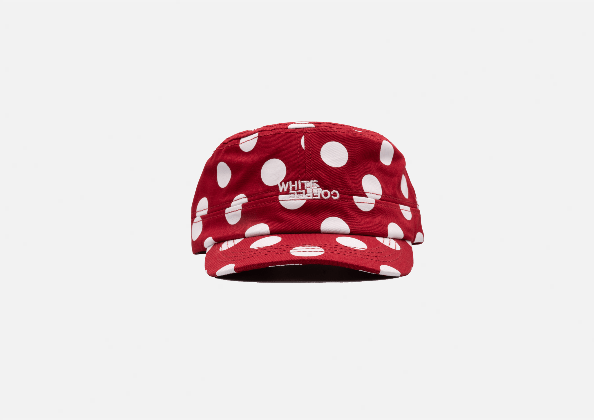 Military Logo Cap (Red/Polka) - White Coffee