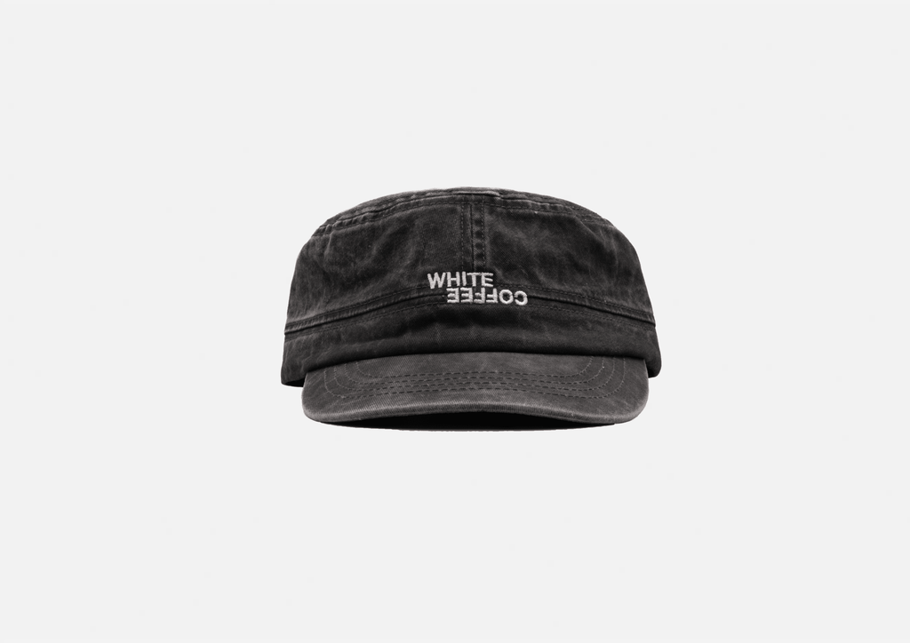 Military Logo Cap (Washed Black) - White Coffee