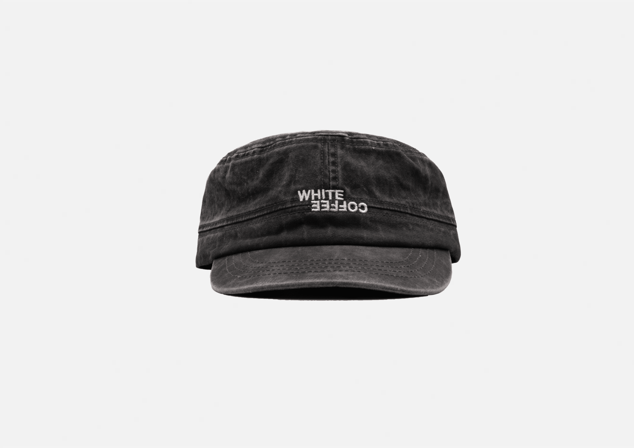 Military Logo Cap (Washed Black) - White Coffee