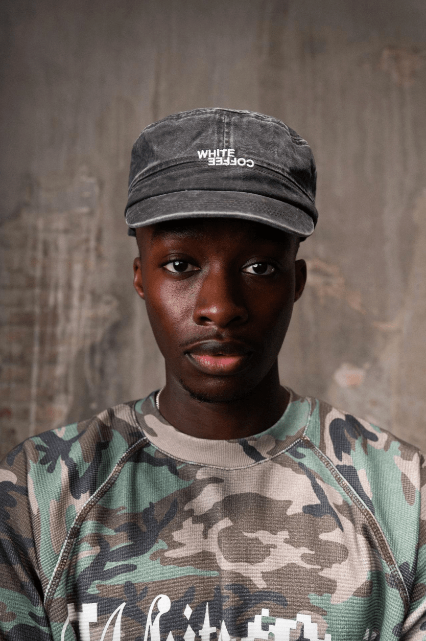 Military Logo Cap (Washed Black) - White Coffee