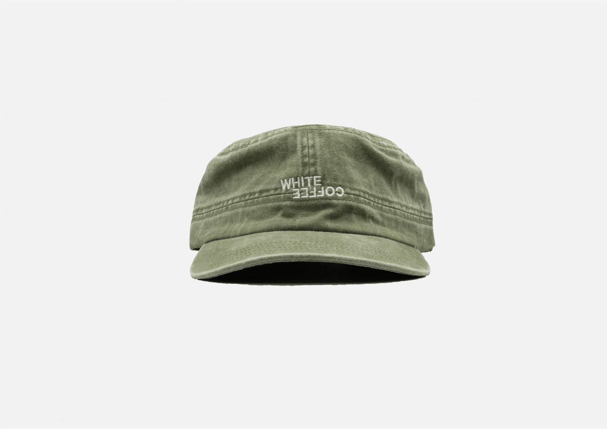 Military Logo Cap (Washed Green) - White Coffee