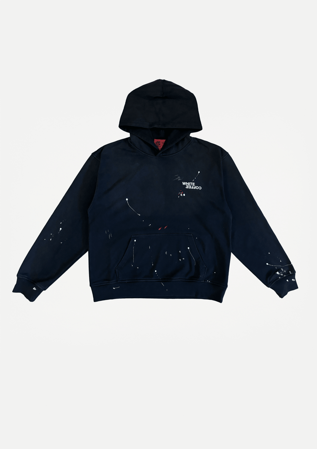 Paint splatter hoodie (Washed Black) - White Coffee