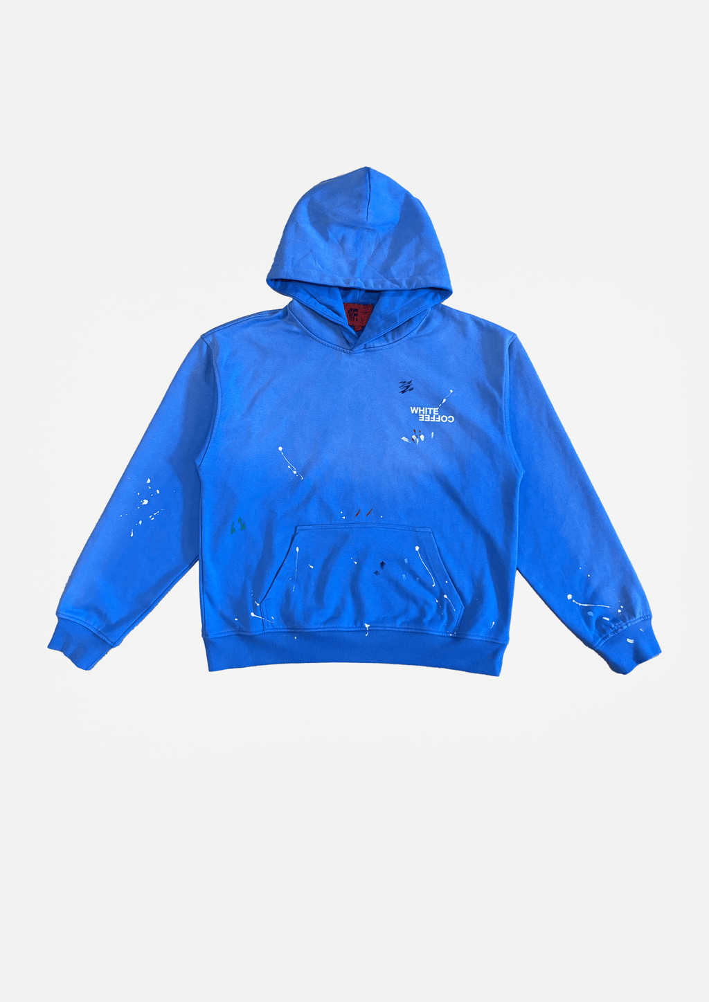 Paint splatter hoodie (Washed Blue) - White Coffee