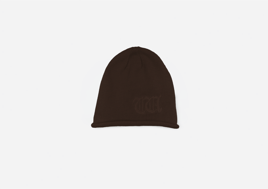 Rolled beanie (Brown) - WHITE COFFEE