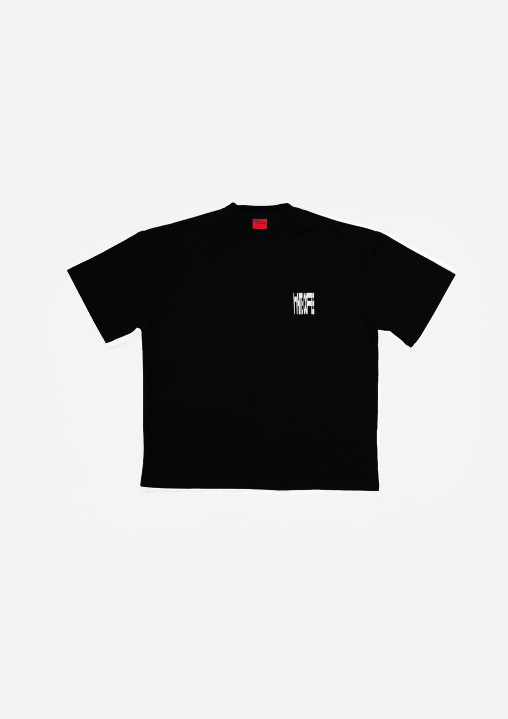 Black script graphic t-shirt, crew neck, short sleeves