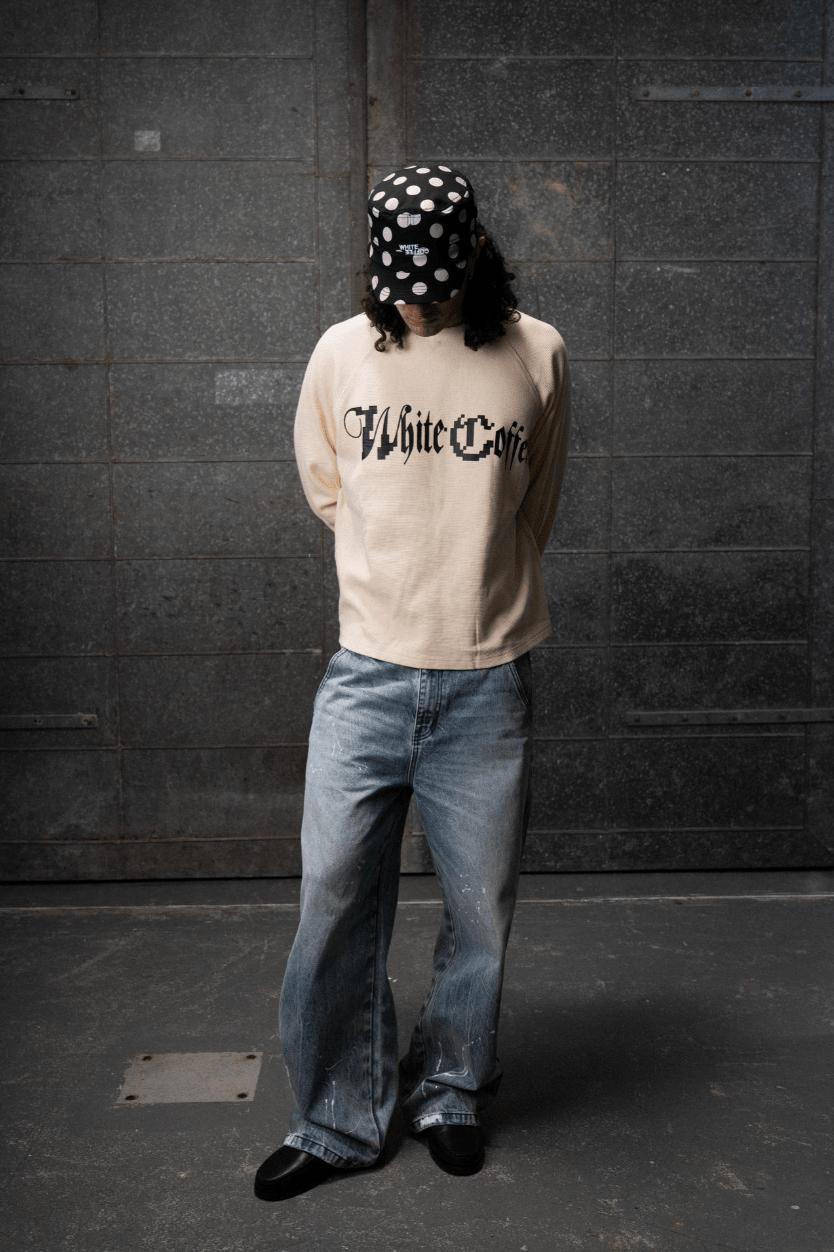 Waffle Long sleeve t-shirt (Beige) - White Coffee