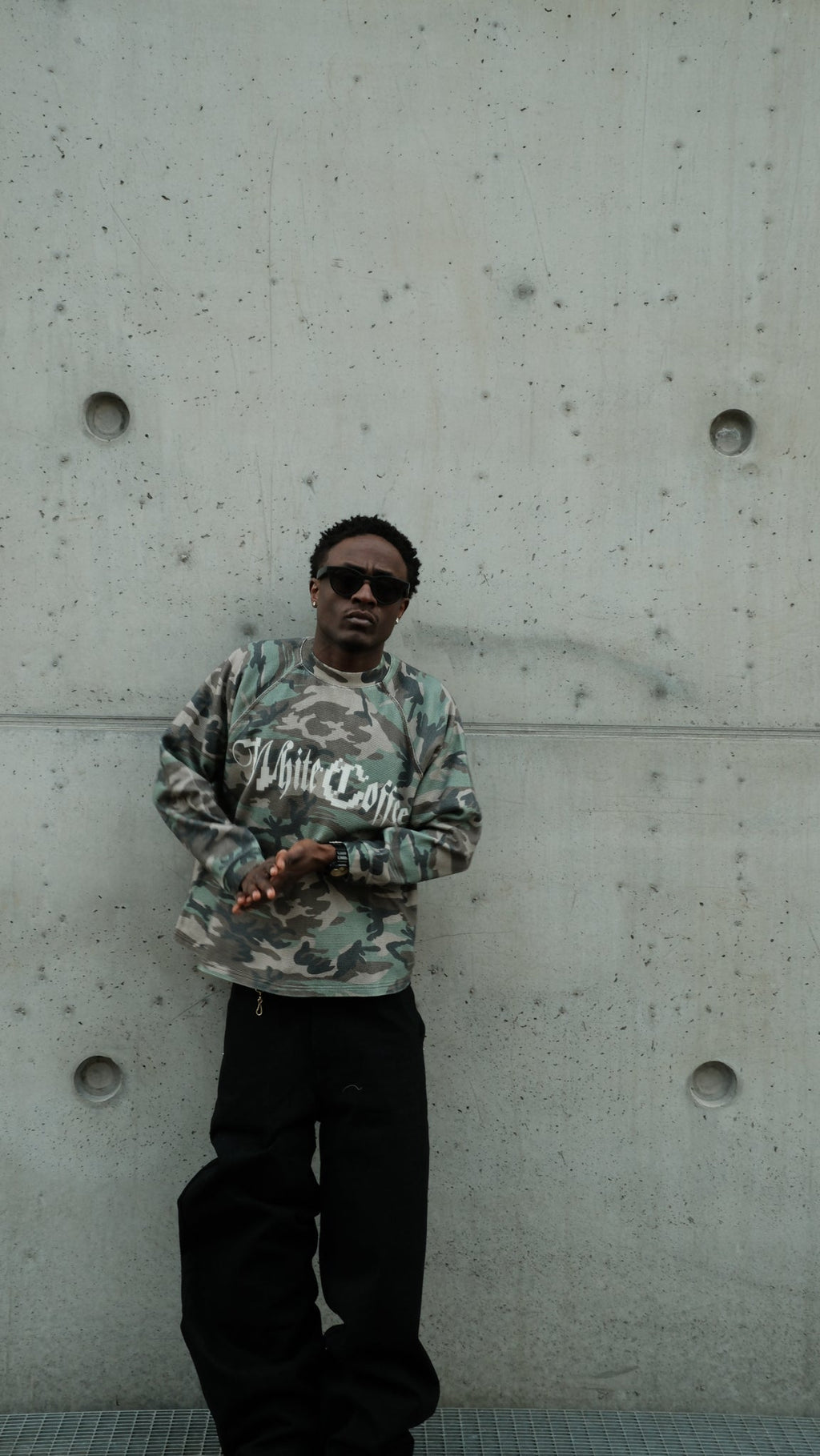 Waffle Long sleeve (Washed Camo) - White Coffee