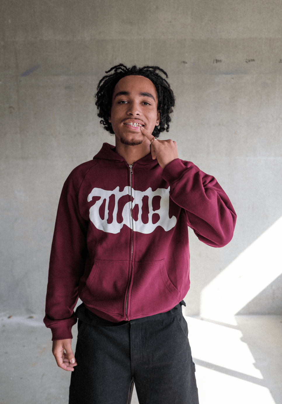 WC double layer zip hoodie (Bordeaux) - WHITE COFFEE