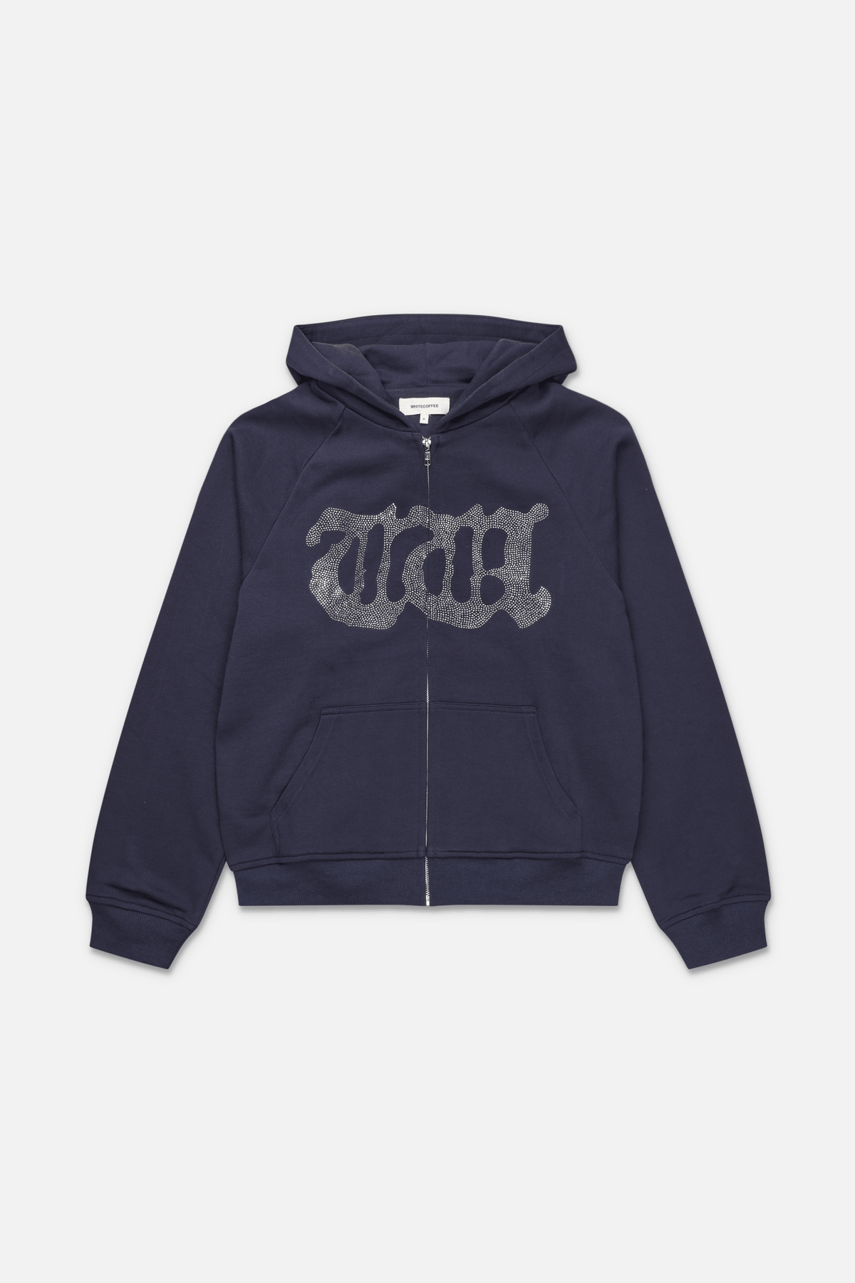 WC double layer zip hoodie (Navy/Rhinestone) - WHITE COFFEE