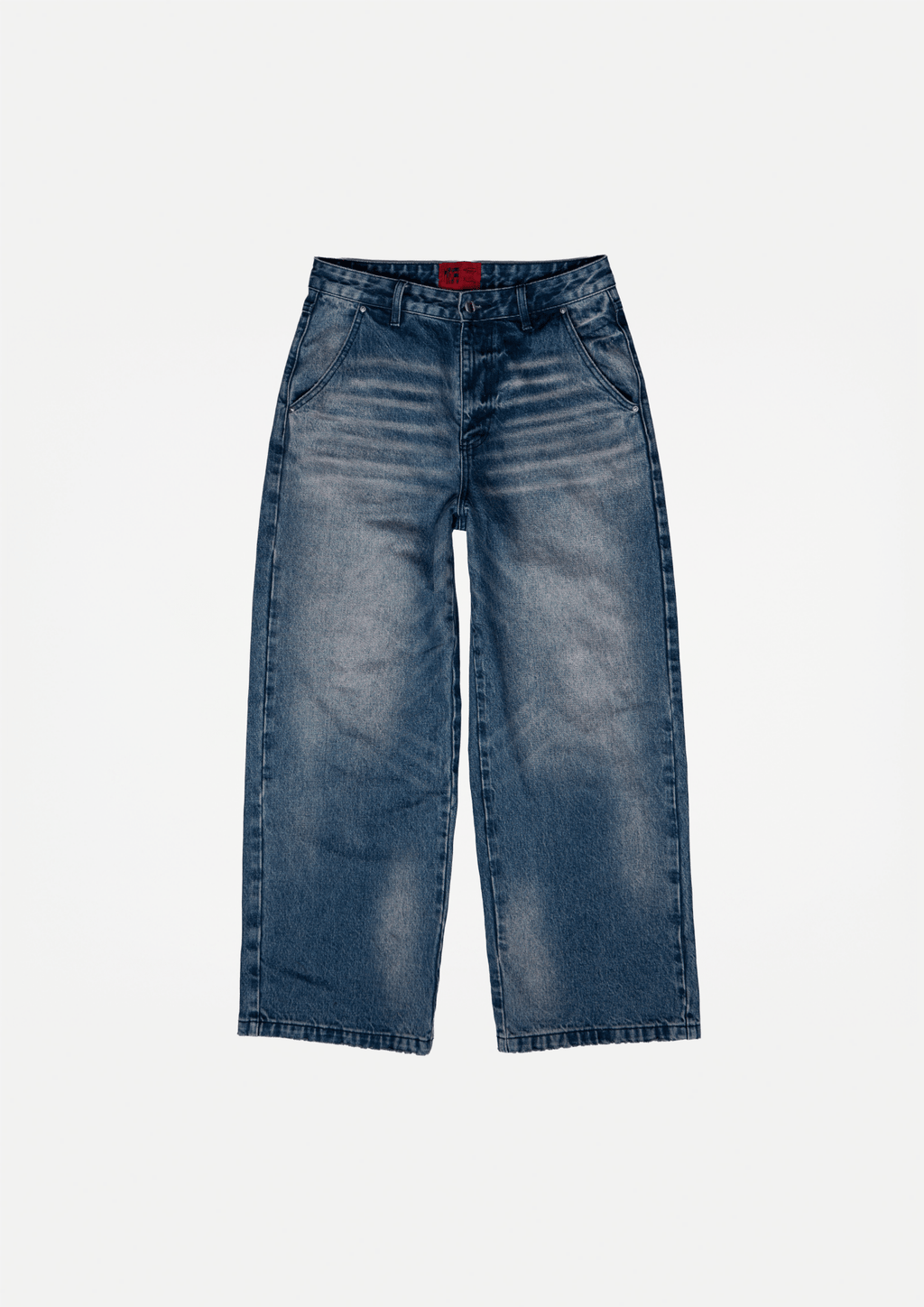 Wide denim jeans (Blue used wash) – White Coffee