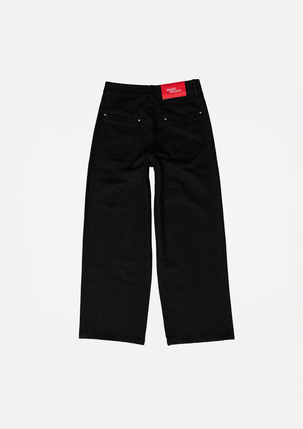 Wide raw denim jeans (Black) - White Coffee