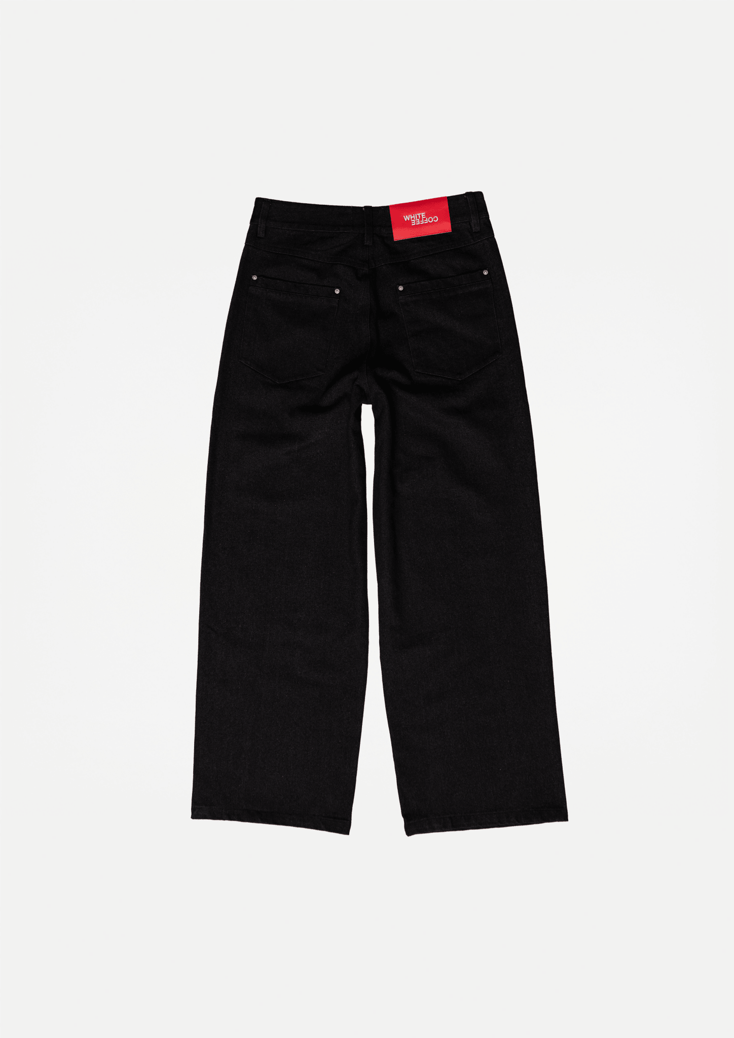 Wide raw denim jeans (Black) - White Coffee