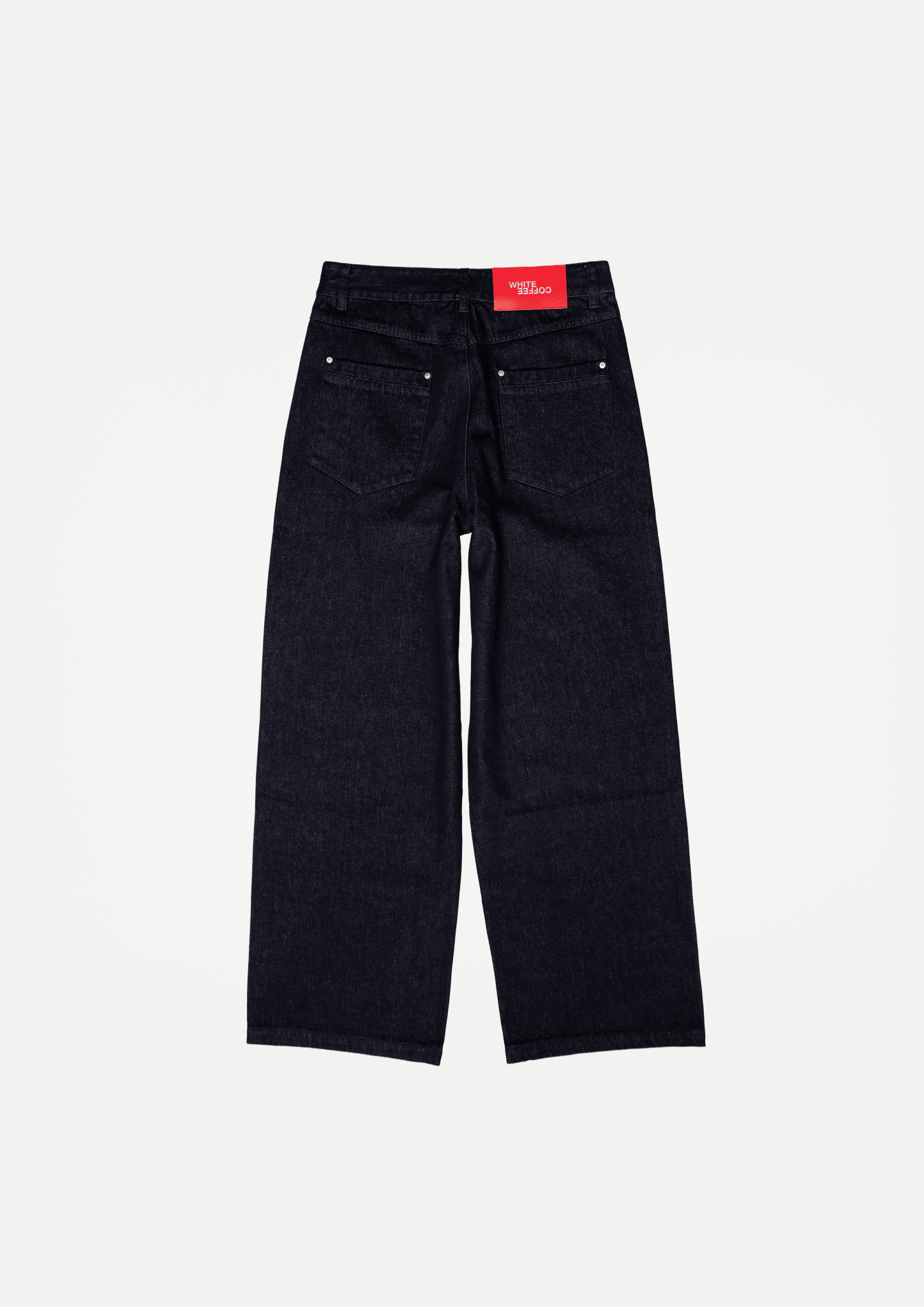 Wide raw denim jeans (Dark blue) - White Coffee